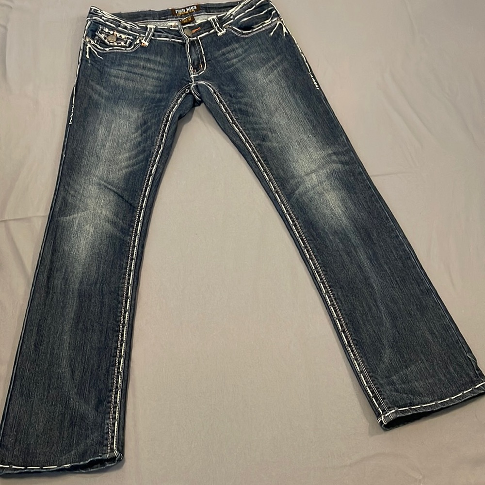 RICH KIDS Jeans. white color Embroidered & bling cristals pockets, Womens JEANS